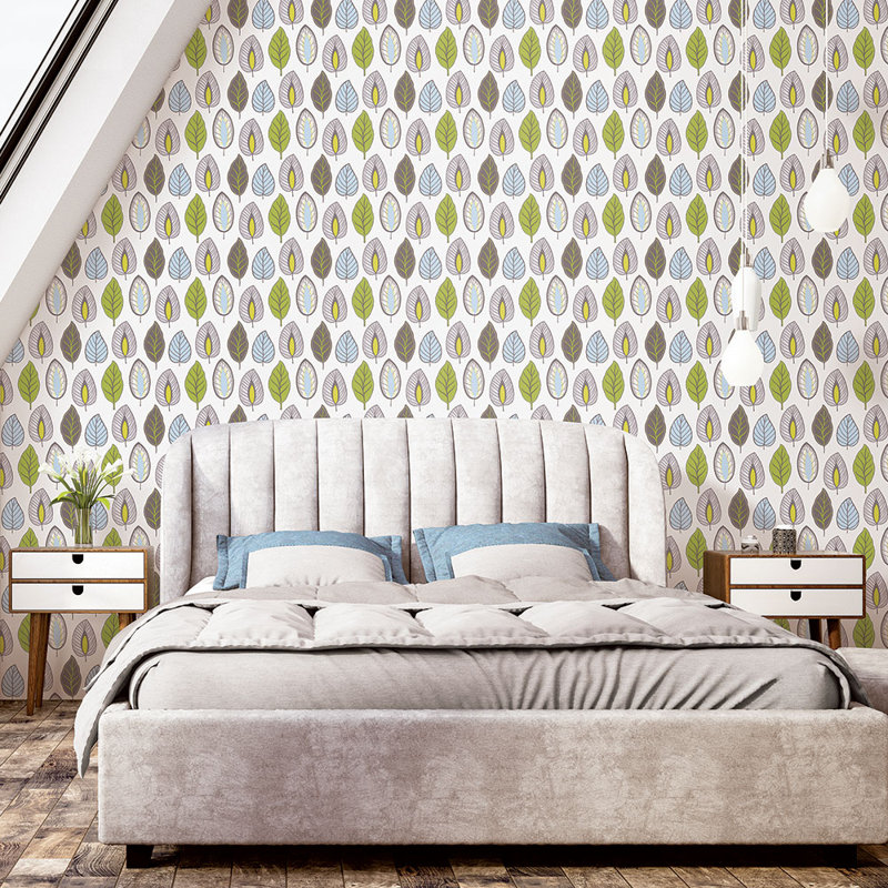 Rouleau de papier peint L 33 pi x l 20,5 po Henninger, Vert / noir / bleu / gris