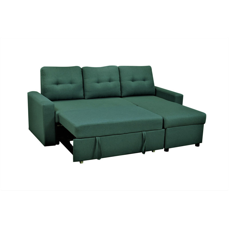 Canapé-lit modulaire convertible en L, Polyester sarcelle