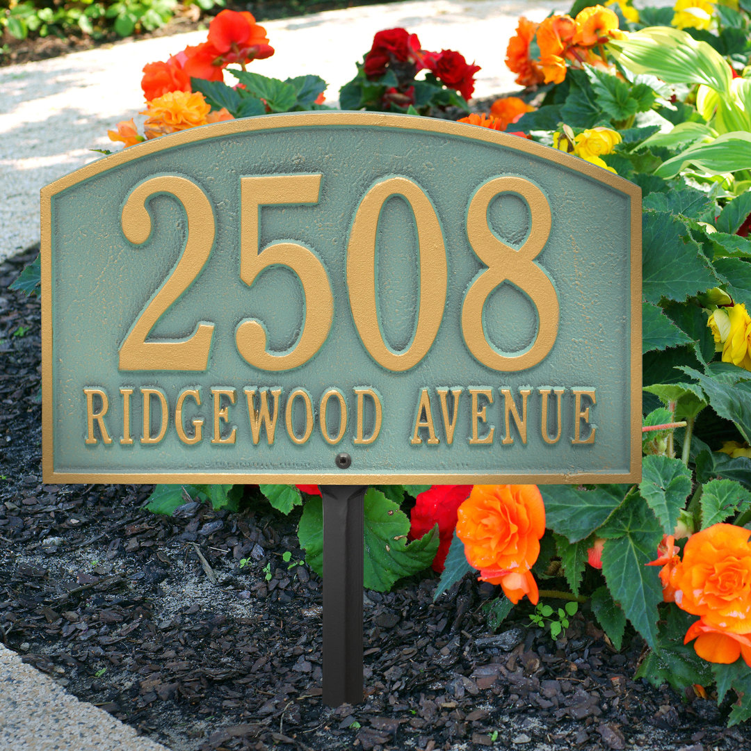 Legacy 2-Line Lawn Address Sign Old Century Forge Background 