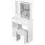 Petit meuble-lavabo de 29,2 po avec tabouret de bureau et tabouret rembourré à gauche 29,5 po, grande commande tactile, interrupteur tricolore, miroir à luminosité réglable, rangement à grande capacité, convient aux petits espaces-2135623794