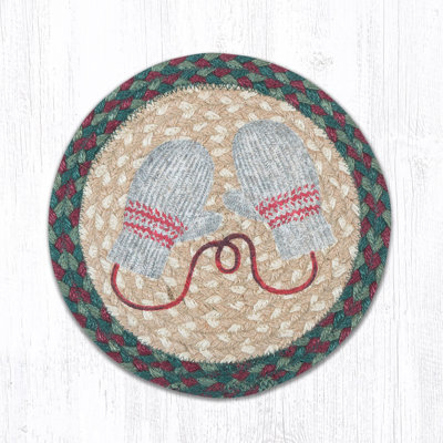  Decorative Winter Mittens Printed Round Trivet 10" Farmhouse Kitchen Accent