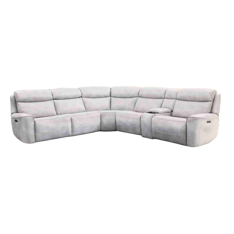 Canapé modulaire inclinable électrique Taupe avec inclinaison zéro gravité, repose-pieds extensible et porte-gobelets en forme de L taupe, respirant, conception Wallhugger pour le salon