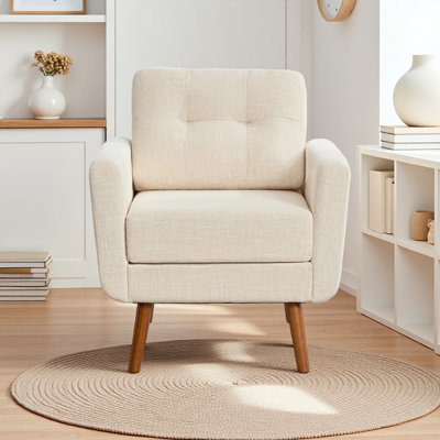 Jadier 28.7" Mid-Century Modern Linen Tufted Wide Accent Chair Armchair