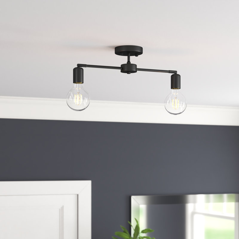 Plafonnier semi-encastré 21,5 po 2 lumières Hannigan, Noir