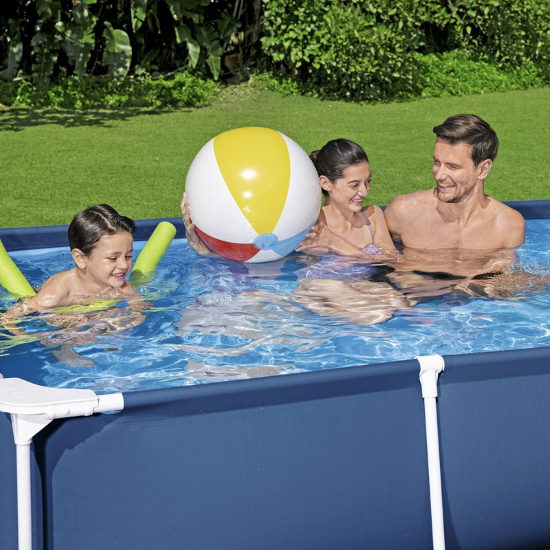 Blue Steel Frame Rectangular Above Ground Pool with Pump
