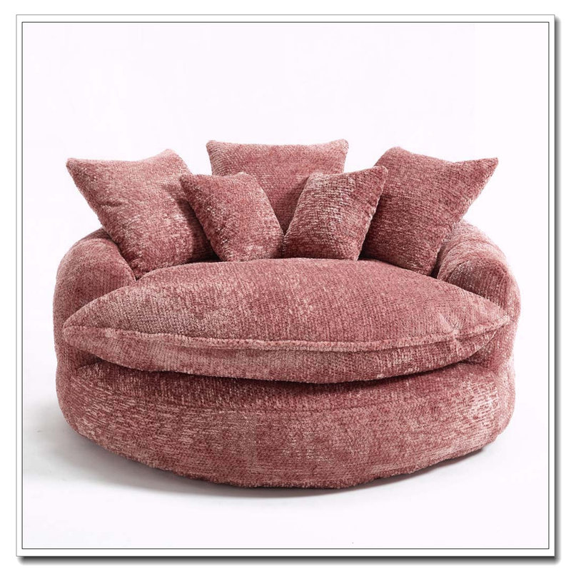 Fauteuil de 55 po de long en mousse de polyester, fauteuil rond surdimensionné, canapé-lit moderne moelleux, Polyester Pink