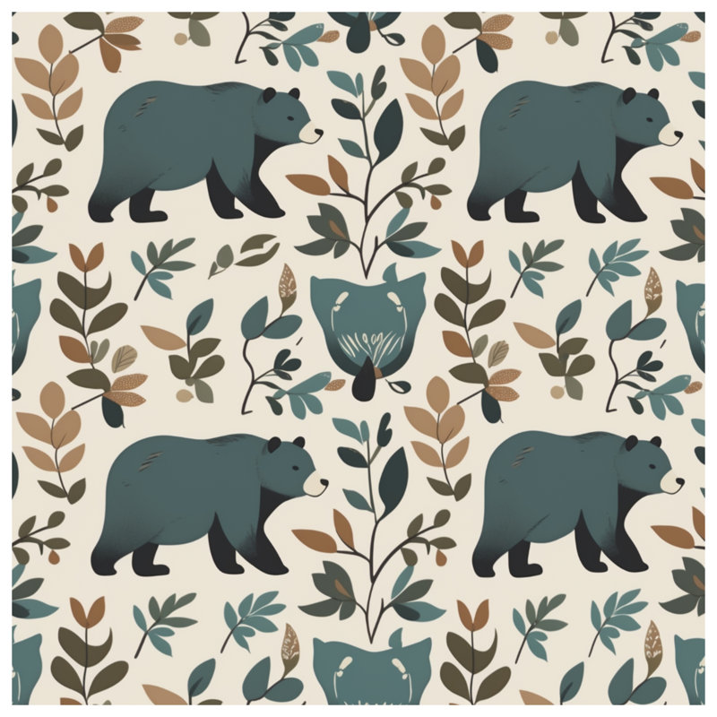 Toile tendue avec motif de feuillage d'ours en plusieurs tailles, 20 po x 24 po