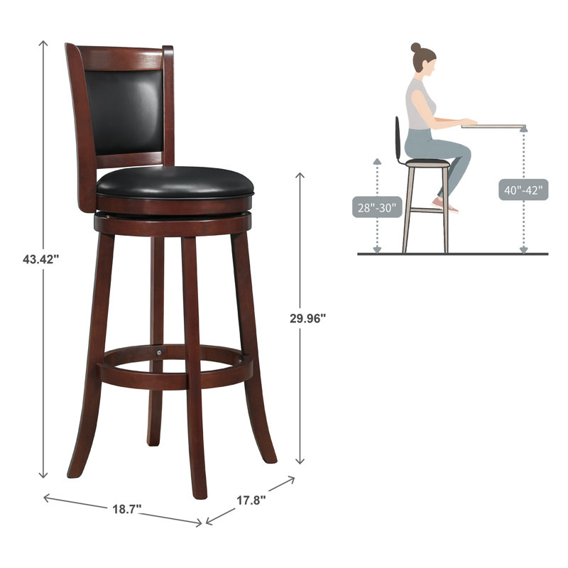 Leda Swivel Upholstered Counter Stool with Solid Wood Frame, Bar Stool (29.94” Seat Height)