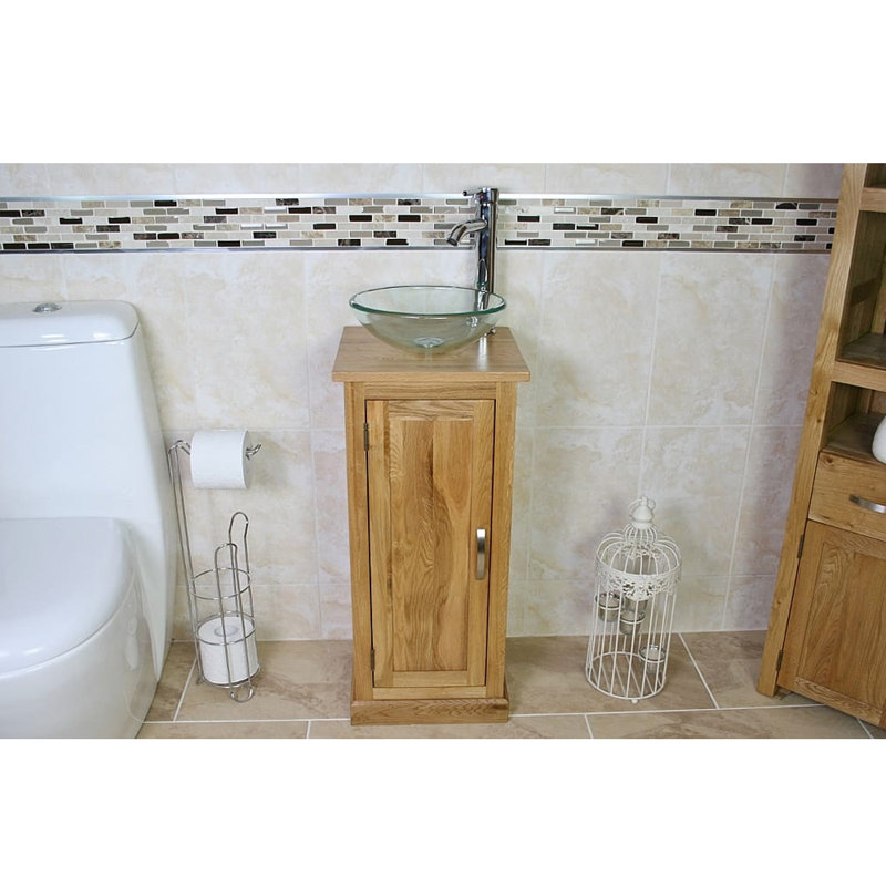 Coursey 801 mm Freestanding Single Vanity with Vessel Glass Basin
