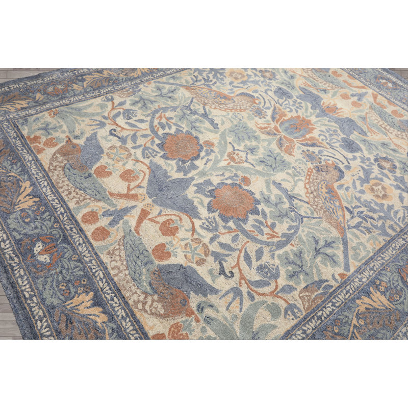 Tapis multicolore en laine crocheté à la main William Morris, Rectangulaire 8 pi x 10 pi