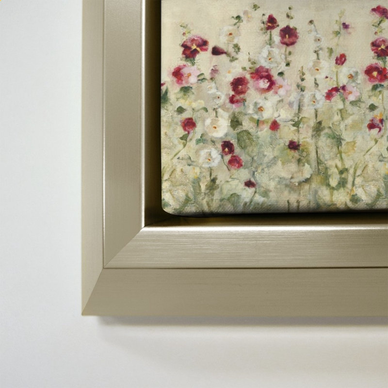 Hollyhocks Row Cool par Cheri Blum - Impression sur toile, 64" H x 44" W, Champagne