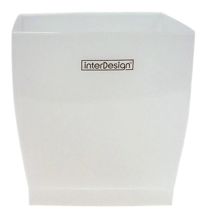 White Plastic Rectangular Bathroom Trash Can