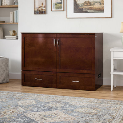Atiyah Murphy Bed Chest with 6" Mattress, Storage and Built-in Charger