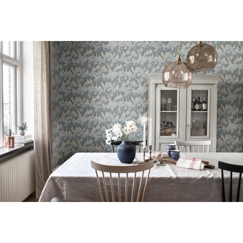Lofstad Floral Wallpaper Roll, Indigo Blue