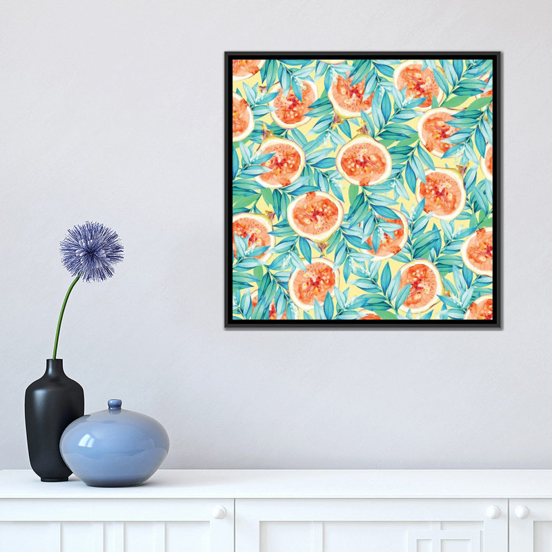 « figues », reproduction d’impression sur toile tendue, H 18 po x l 18 po x P 1,5 po, Toile avec cadre noir, Pas de tapis