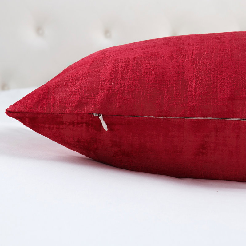 Housse de coussin réversible en velours texturé Euro, Rouge tango
