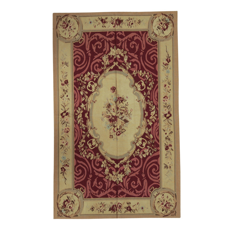 Tapis vin et or noué à la main de haute qualité
