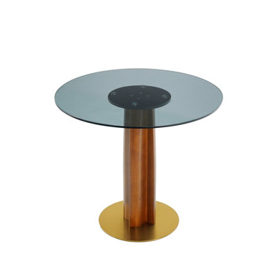 Table de salle à manger ronde, table en verre trempé, table de cuisine pour petits espaces