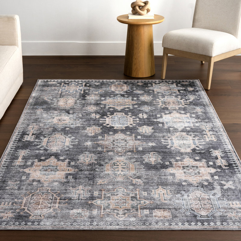 Philomena Medallion SplashGuard Machine Washable Area Rug, Runner 2'6" x 8'