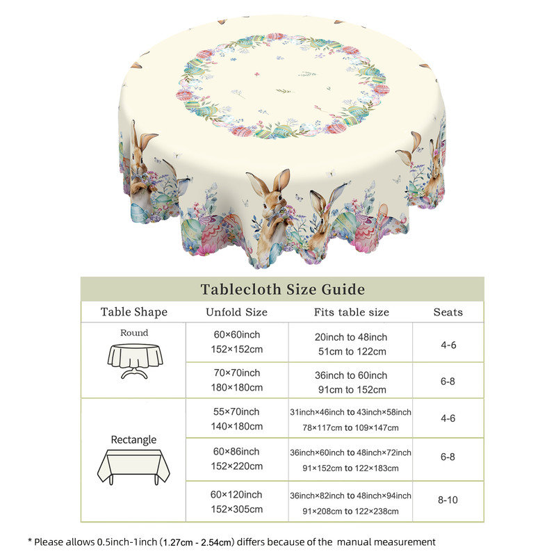 Easter Bunny Pattern Design Polyester Washable Tablecloth