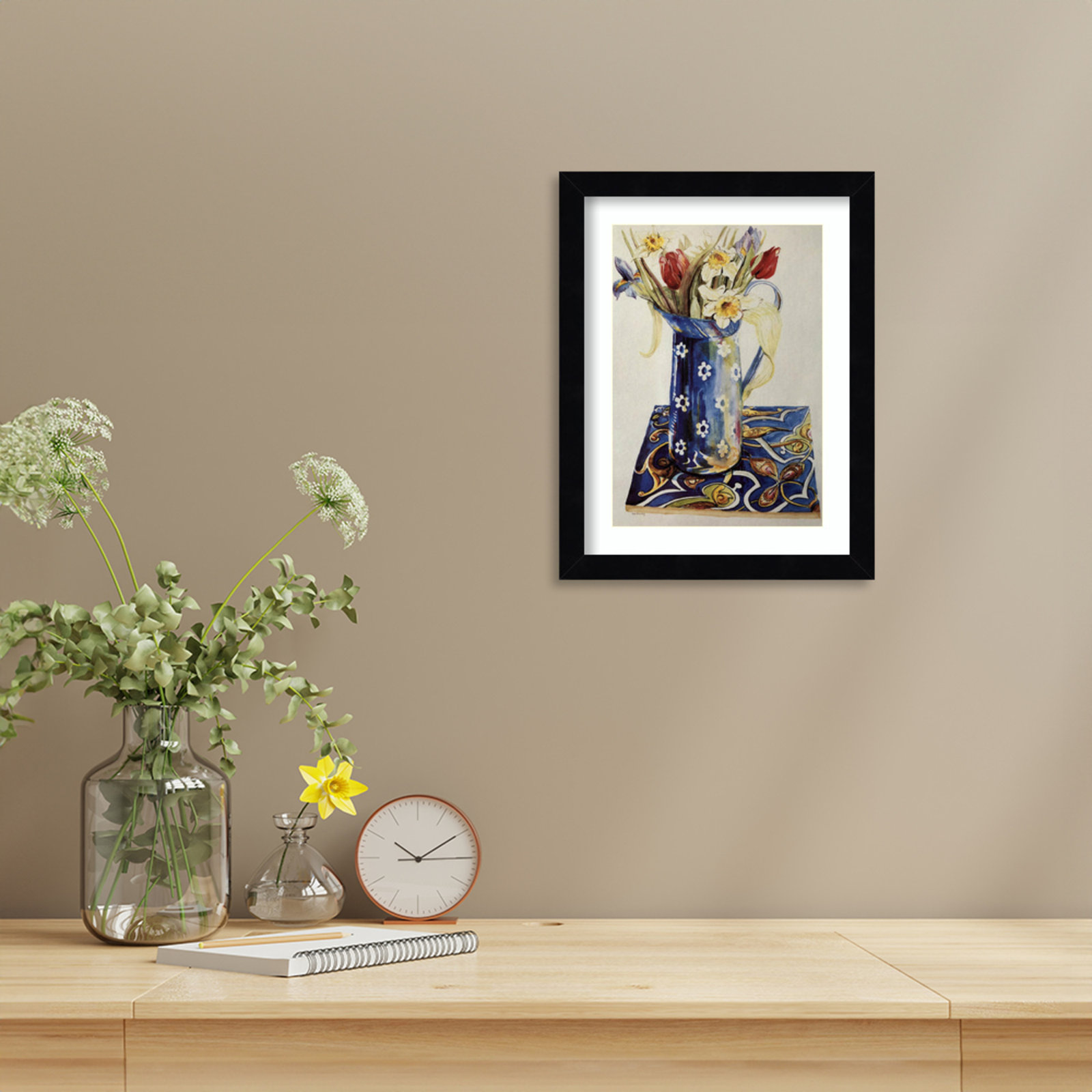 Tulips Print by Joan Thewsey, Black, 13" H x 10" W
