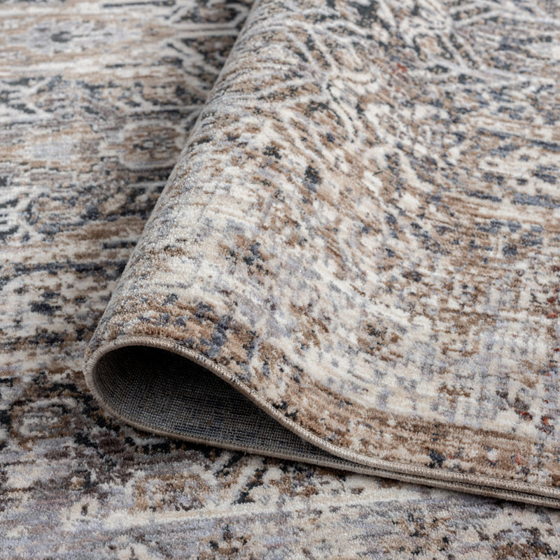 8 Area Rug in Charcoal/Beige, Rectangle 7'6" x 9'6"