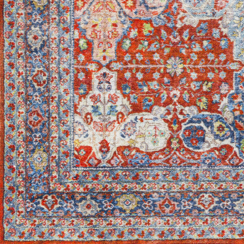 Bright Red Wool Traditional Washable Area Rug 2'7" x 4'