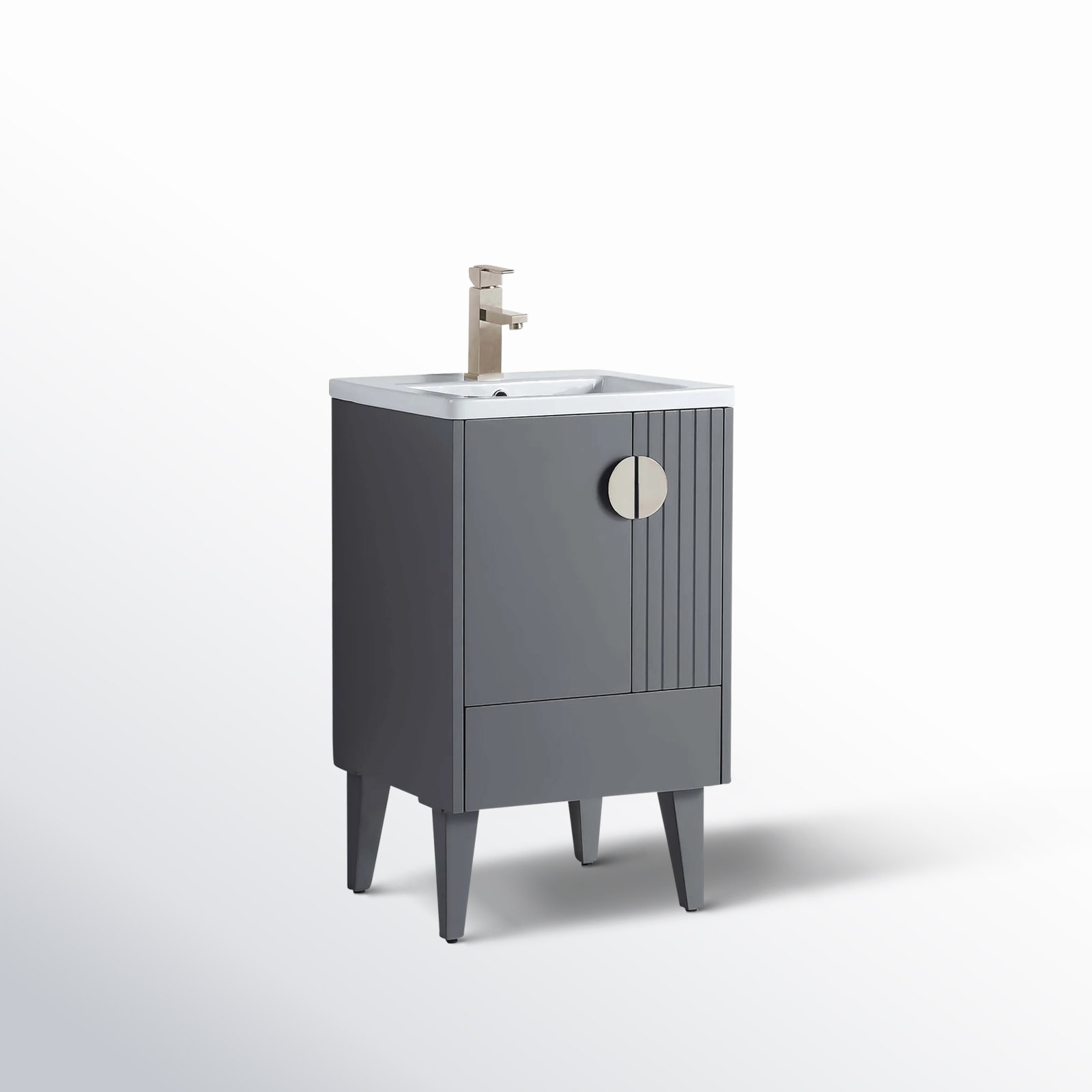 Saimah 20'' Single Bathroom Vanity, Rock Gray, Satin Nickel