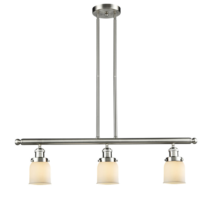 Cloche - 3 lumières 41 po - Lampe pour îlot suspendu, Boîtier blanc mat, Nickel satiné brossé