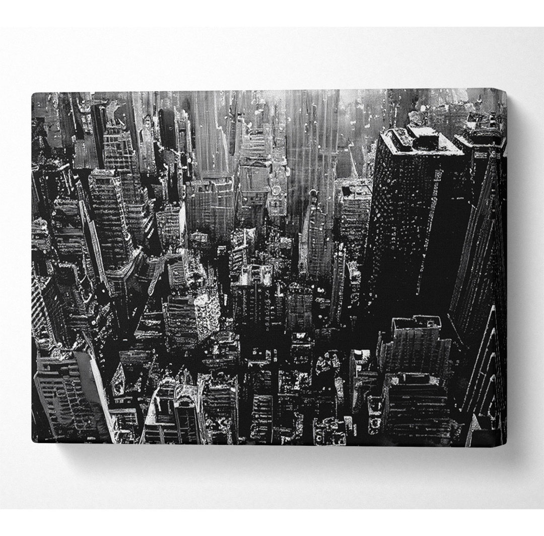 Ein Blick aus dem Empire State Building Schwarz N Weiß - Wrapped Canvas Kunstdrucke