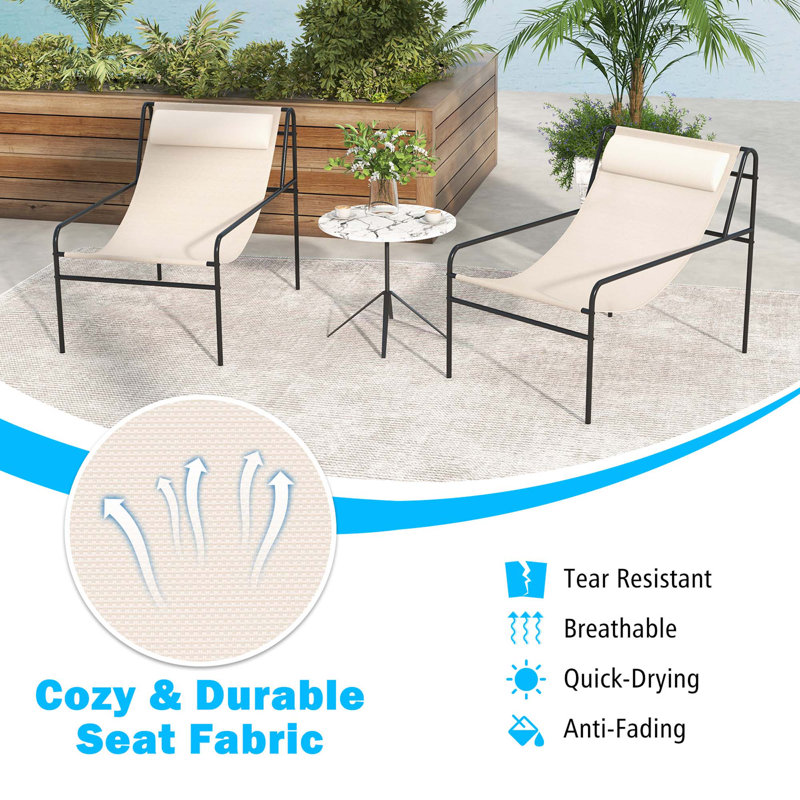 Yasiin Metal Outdoor Armless Lounge Chair