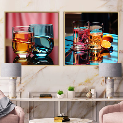 Abstract Glassware - Drinkware Square Collage Set Of 2