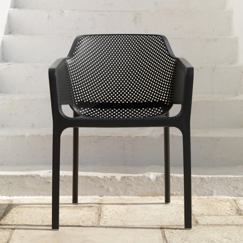 Chumasero Stacking Patio Dining Armchair with Cushion, Anthracite