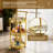 Gold Bar Carts For The Home Bar Serving Cart, Rolling Bar Cart Gold With Lockable Caster Wheels, Glass Bar Carts With 3 Mirrored Shelves, Storage Round Wine Carts For Kitchen, Party