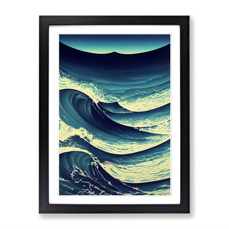 Seascape Ocean Design Vol.2 - Single Picture Frame Print, Black, 64cm H x 46cm W x 2cm D