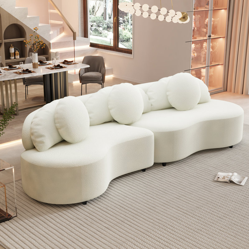 Canapé de salon moderne rembourré, Velours beige 