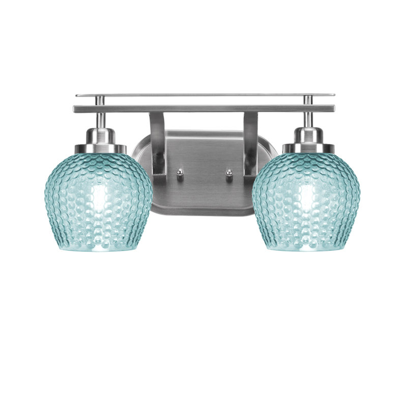 Scituate 2 Light Bath Bar Shown In Brushed Nickel, 6" Turquoise Glass, Blue, Brushed Nickel