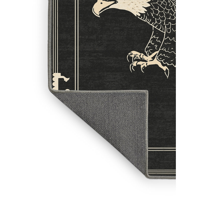 Soft Plush Adriel Eagle Classic Oriental Area Rug in Brown – Grey Binding, 4x6