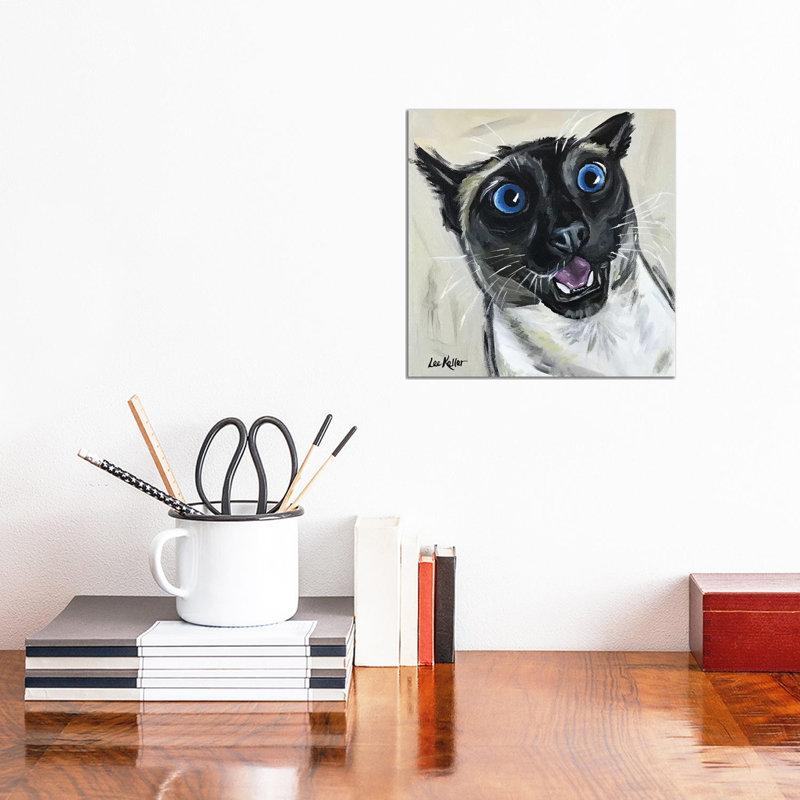 Funny Siamese Cat Marley by Hippie Hound Studios - Wrapped Canvas Painting, 30.48 cm H x 30.48 cm W
