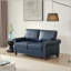Causeuse de salon avec accoudoirs ronds et faux clous en cuir bleu marine