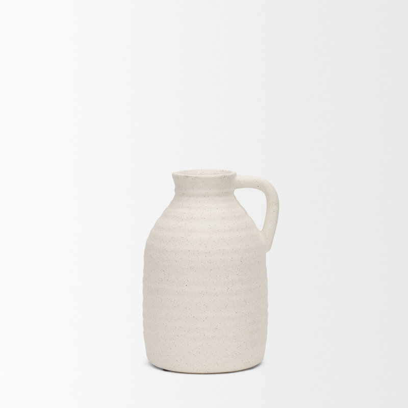 Grand vase en céramique Shorsey, Crème, H 9,05 po x l 6,29 po x P 5,9 po