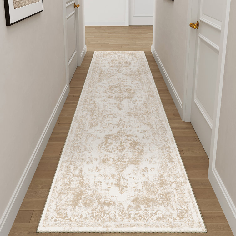 Elegant Modern Machine Woven Area Rug in Beige