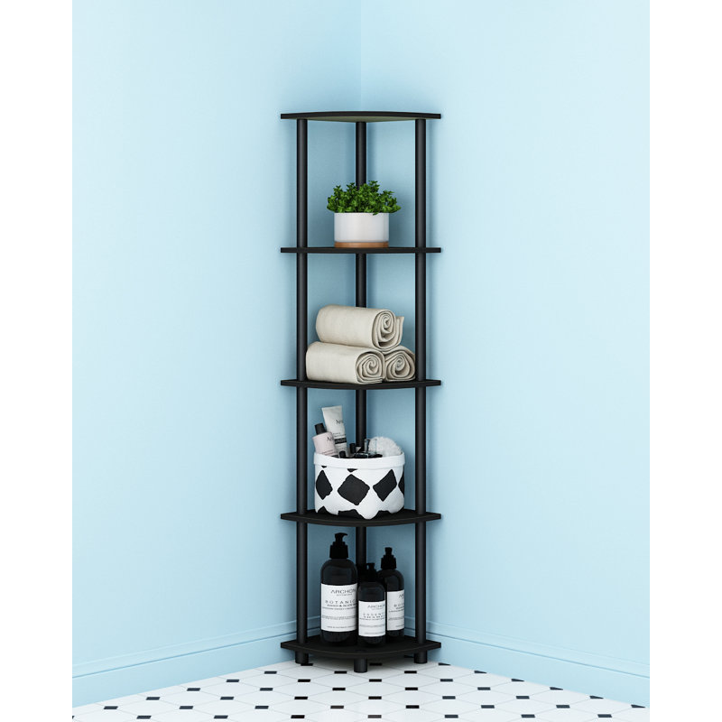 Corner Bookcase, Columbia Walnut/Black