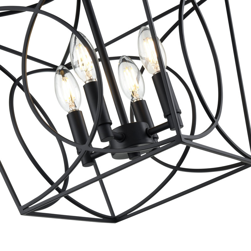 Plafonnier semi-encastré 4 lumières Gracie Oaks Dumais, Noir mat
