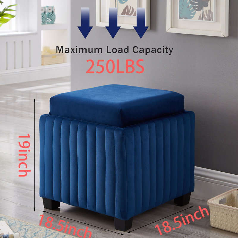 Simonetto Velvet Ottoman, Velvet Navy