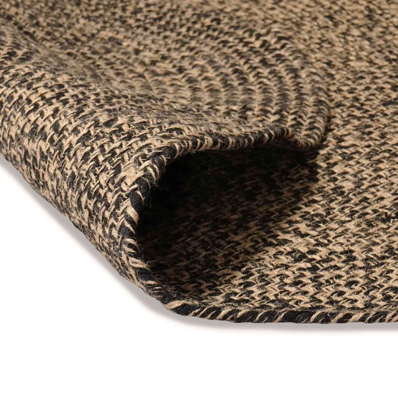 Hand Braided Area Rug, Black/Natural, Oval 205cm x 305cm
