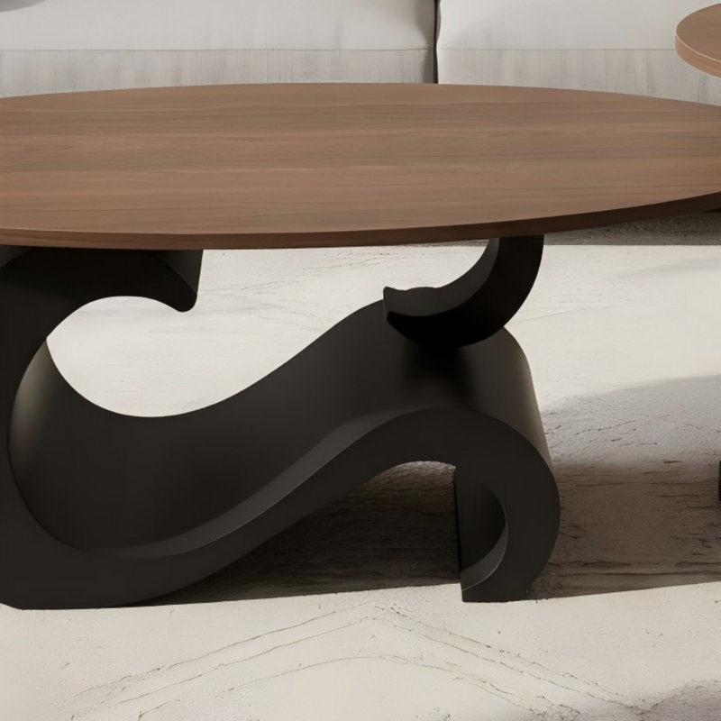 Ensemble de tables basses industrielles noires (ensemble de 2) au design circulaire emboîtable, parfait pour votre salon