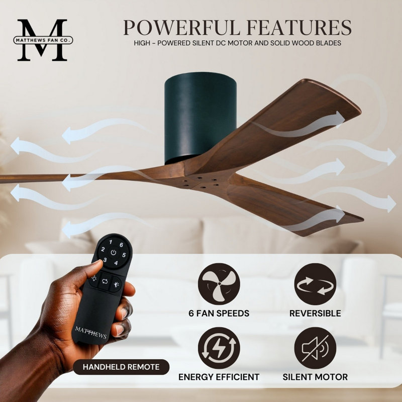 Irene Ceiling Fan, Matte Black, Walnut Tone, 60"