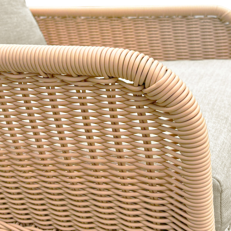 Chaise berçante moderne en osier avec coussins Modern PE (ensemble de 2), Beige, Bois naturel