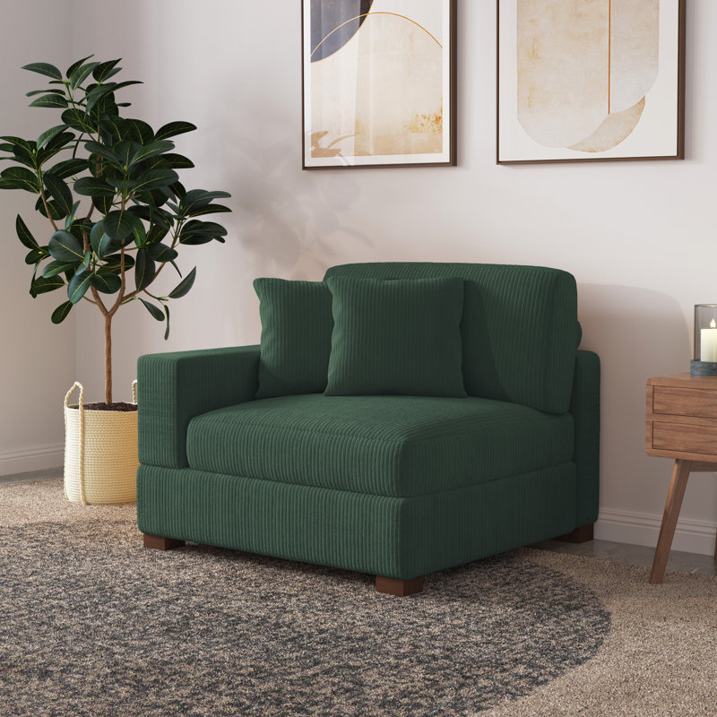 Milbrey Armchair with Cushioned Back, Hunter Green, Corduroy